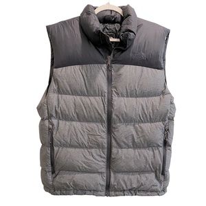 North Face Men’s 700 Goose Down Filled Puffer Vest Gray Black Sz M